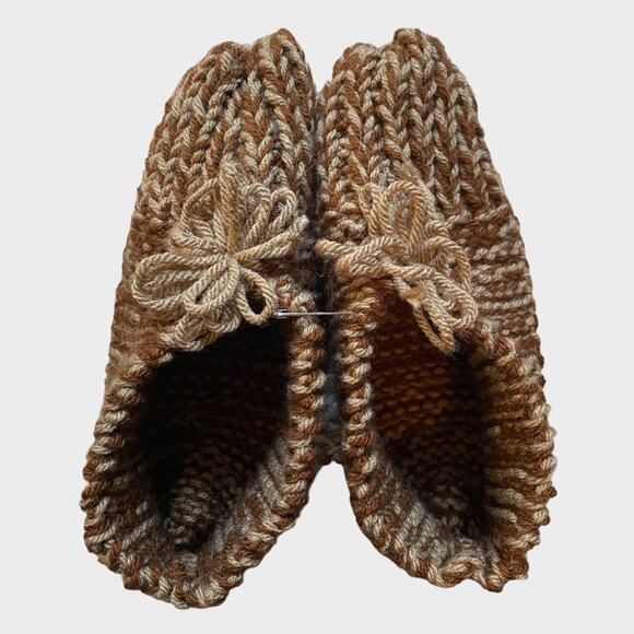 Hand Knit Brown Tan Booties Womens Size 7-8 - Picture 1 of 5
